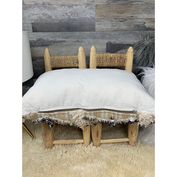 Vintage Handira Pillow, Authentic Moroccan Berber Throw Cushion 03YS00211 - Picture 9 of 10